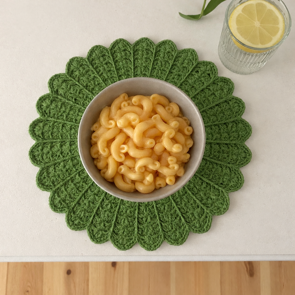 green flower placemat for table decoration loopelle atelier