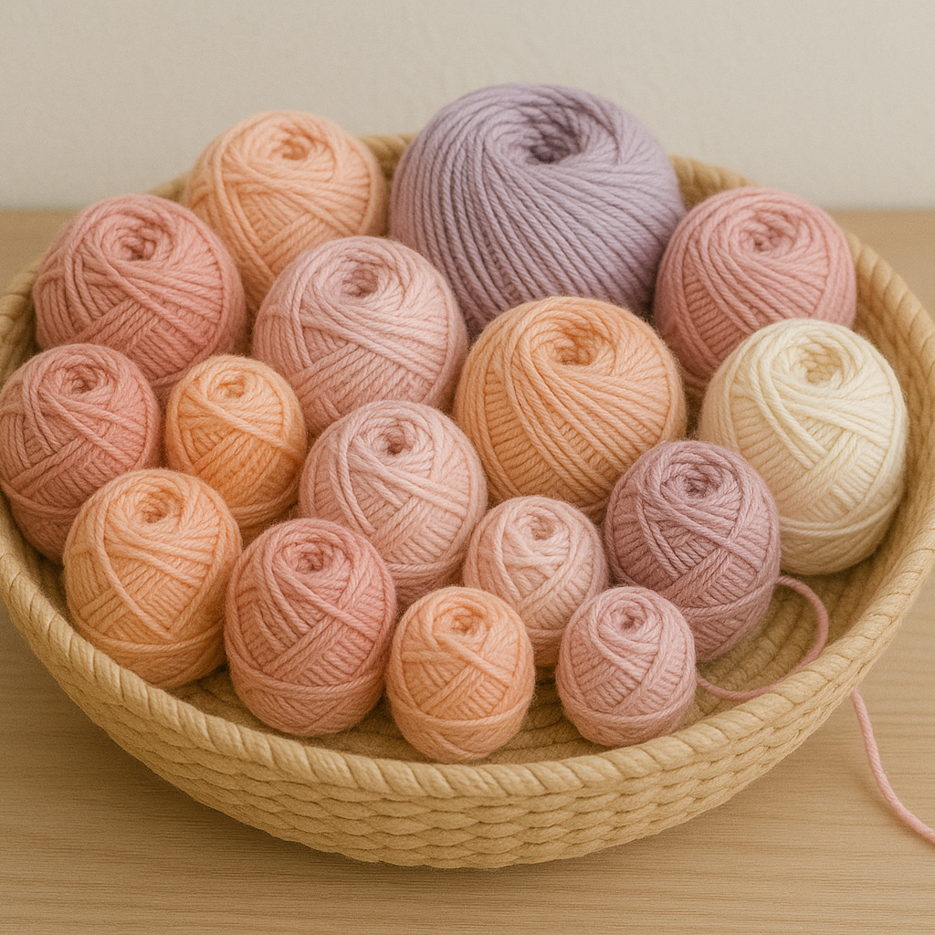 basket of left over yarn from donations loopelle atelier